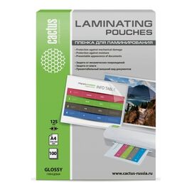  Пленка для ламинирования Cactus CS-LPGA4125100 216x303мм 125мкм A4 100шт глянцевая 