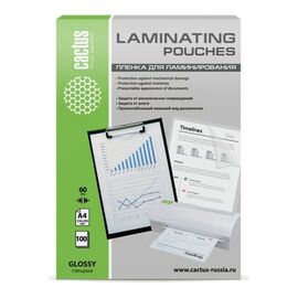  Пленка для ламинирования Cactus CS-LPGA460100 216x303мм 60мкм A4 100шт глянцевая 