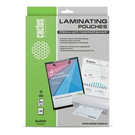  Пленка для ламинирования Cactus CS-LPGA47525 75мкм A4 25шт глянцевая 216x303мм 