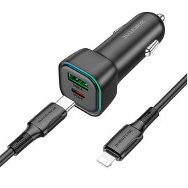  АЗУ BOROFONE BZ28A Trophie PD30W+QC3.0 car charger set(C to iP) (чёрный) 