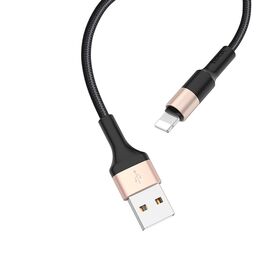  Дата-кабель HOCO X26 Xpress Lightning, 1м (черный-золотой) 