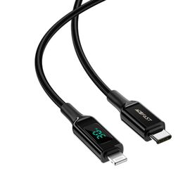  Дата-кабель Acefast C6-01 Type-C to Lightning zinc alloy digital display braided, 1.2m (чёрный) 