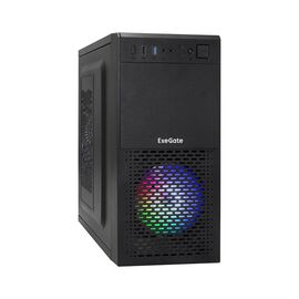  Корпус ExeGate mEVO-7807 EX292981RUS Minitower (mATX, без БП, 1*USB+1*USB3.0, черный 1x12см с RGB подсветкой) 