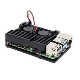  Корпус ACD RA503 Aluminum Case with Double Fans for Raspberry Pi 4B,  Black 