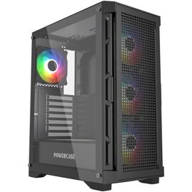  Корпус Powercase Ultimate Black (CUB-A4), Tempered Glass, 4x 120mm ARGB fans, ARGB HUB, чёрный, ATX 