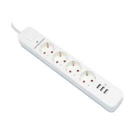  Сетевой фильтр Гарнизон EPS-4-U3-W-4 белый, 4 розетки 220В, 10А, 3 розетки USB-A 5В, кабель 4м, ур.защиты 2+, пакет 