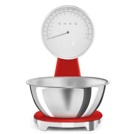  Весы кухонные SMEG KSF01RDWW аналоговый/цифровой дисплей, выбор единицы измерения, максимальный 5кг, шаг 1г, красный 