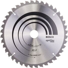  Диск пильный твёрдосплавный BOSCH 2608640443 Optiline по дереву, ДСП d254 х 30мм 40 зубьев 1шт 