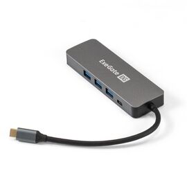  Док-станция Exegate ExeGate DUB-31C/PD/H EX293984RUS (кабель-адаптер USB Type-C - 3xUSB3.0 + PD 60W + HDMI 4K 30Hz, Plug Play, серый) 