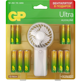  Батарея GP Ultra 15AU/24AU/FANWETA21-2CRSBC24 AA/AAA (Вентилятор в подарок) (24шт) блистер 