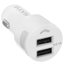  АЗУ Maxvi CCM-212 Plus T white 2.1A, 2xUSB, Type-C подсветка синяя 