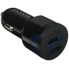  АЗУ Maxvi CCM-212 Plus M black 2.1A, 2xUSB, microUSB подсветка синяя 
