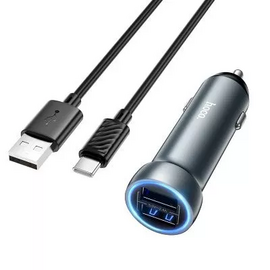  АЗУ HOCO Z54 Prosperous dual-port car charger set Type-c metal grey 