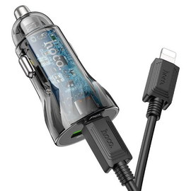  АЗУ HOCO Z47A Transparent discovery edition 1USB, 1Type-C 30Вт, QC3.0, PD, кабель Type-C-8-pin чёрный 
