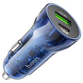  АЗУ HOCO Z47A Transparent discovery edition 1USB, 1Type-C 30Вт, QC3.0, PD, кабель Type-C-8-pin синий 