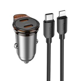 АЗУ HOCO NZ16B Rigorous 2Type-C 45Вт, PD/QC/FCP/AFC, кабель 8 pin-Type-C, 1,0м серый 