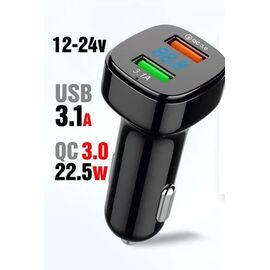  Автомобильное зарядное устройство deespi DE29 2USB + QC3.0 18W с инд. вольтметра Black 