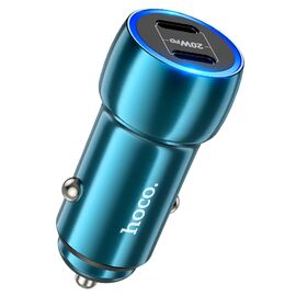  АЗУ HOCO Z48 Tough 2Type-C 40Вт, QC, AFC, FCP, кабель Type-C-8-pin синий 