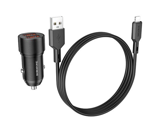  АЗУ BOROFONE BZ19 Wisdom dual port car charger (чёрный) 