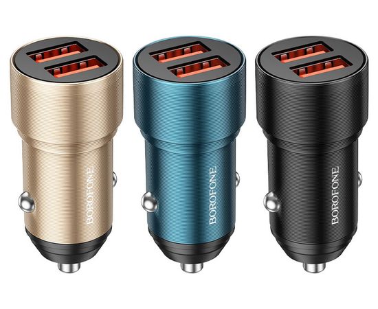  АЗУ BOROFONE BZ19 Wisdom dual port car charger (чёрный) 