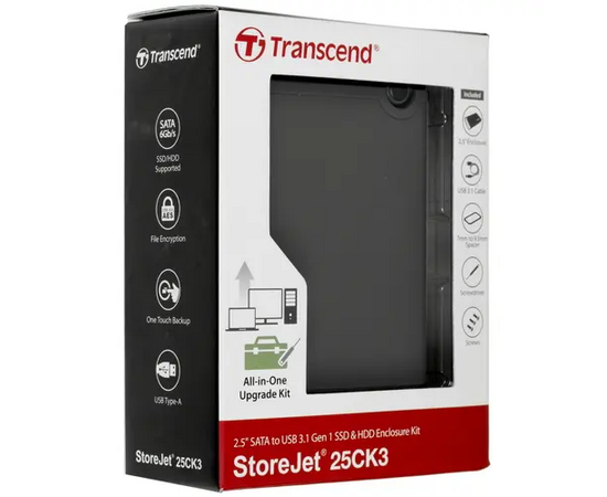  Комплект с корпусом Transcend StoreJet 25CK3 (TS0GSJ25CK3) для установки SSD/HDD , 2.5", conversion kit , Rubber housing 