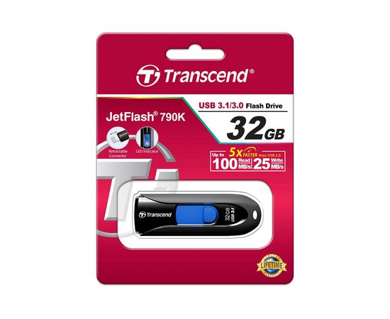  USB-флешка Transcend 32Gb Jetflash 790 TS32GJF790K USB3.0 черный 