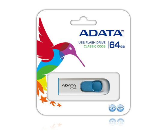  USB-флешка A-DATA AC008-64G-RWE 64GB Classic C008, USB 2.0, белый 