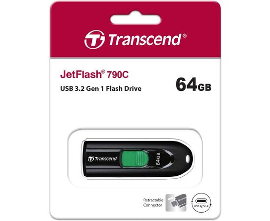  USB-флешка Transcend 64Gb Jetflash Type-C 790С TS64GJF790C USB3.0 черный 