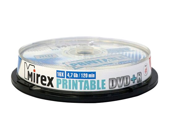  Диск DVD+R Mirex 4.7 Gb, 16x, Cake Box (10), Ink Printable 