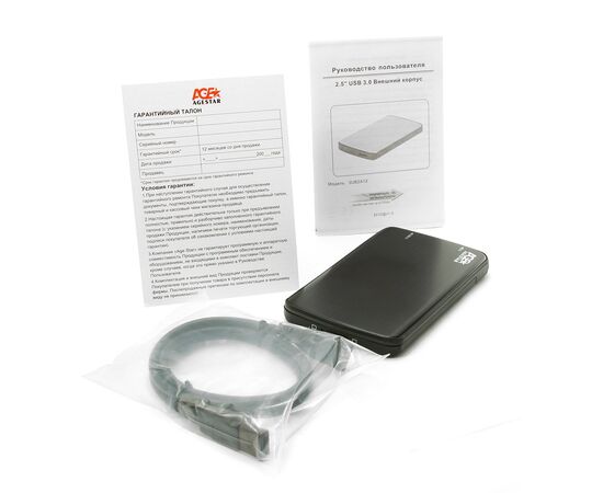  Корпус для HDD/SSD 2.5" Sata3 USB3.0 AgeStar 3UB2A12-6G Black, алюминий/пластик, безвинтовой 