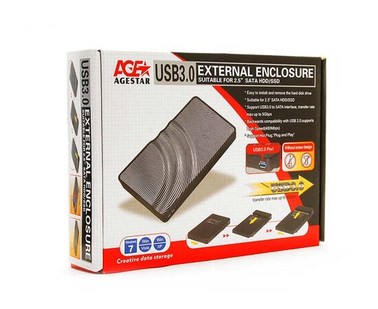  Внешний корпус для HDD AgeStar 3UB2P SATA пластик/алюминий серебристый 2.5" 