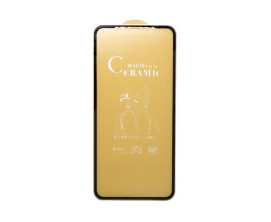  Защитная пленка Ceramics для iPhone 13 Pro Max 6.7"/ iphone 14 Plus 6.7", гибкое матовое, прозрачный+черная рамка 