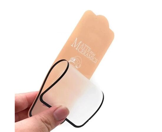  Защитная пленка Ceramics для iPhone 13 Pro Max 6.7"/ iphone 14 Plus 6.7", гибкое матовое, прозрачный+черная рамка 