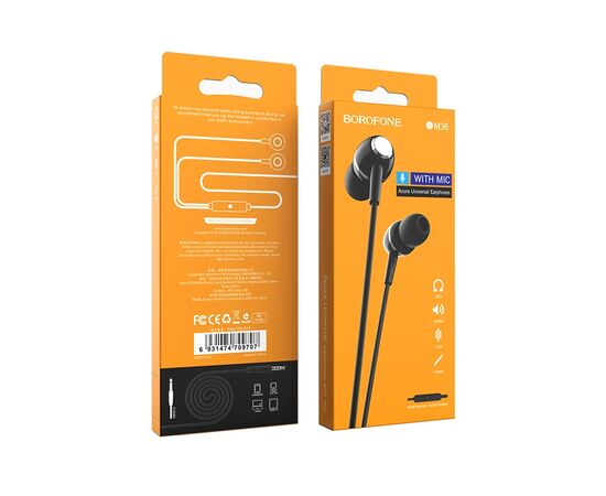  Наушники BOROFONE BM36 Acura Universal with mic (чёрный) 