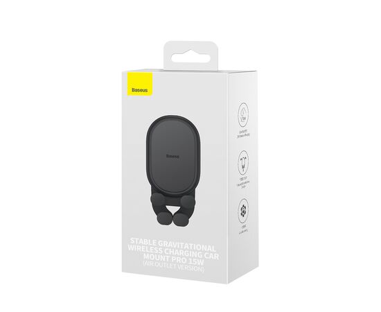  Автомобильный держатель Baseus Stable Gravitational Wireless Charging Car Mount Pro 15W (Air Outlet Version) Black 