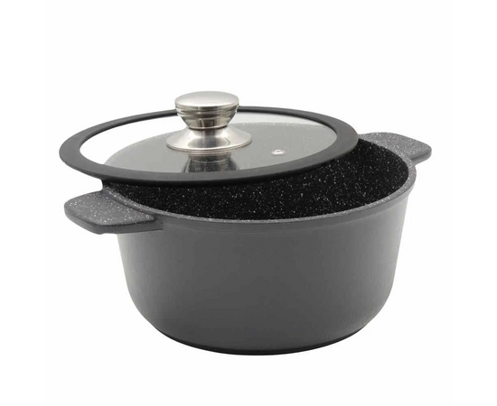  Кастрюля универсальная VICTORIA АЛА DBL08 3,0G Black 3,0л со стеклянной крышкой 