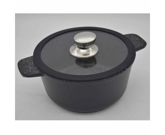  Кастрюля универсальная VICTORIA АЛА DBL08 3,0G Black 3,0л со стеклянной крышкой 