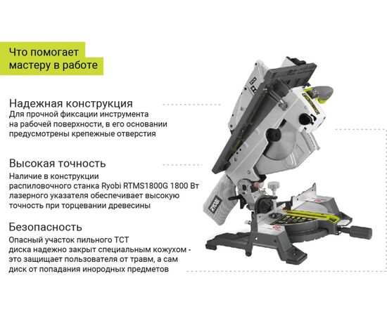  Комбинированная торцовочная пила Ryobi RTMS1800G (5133002152) 