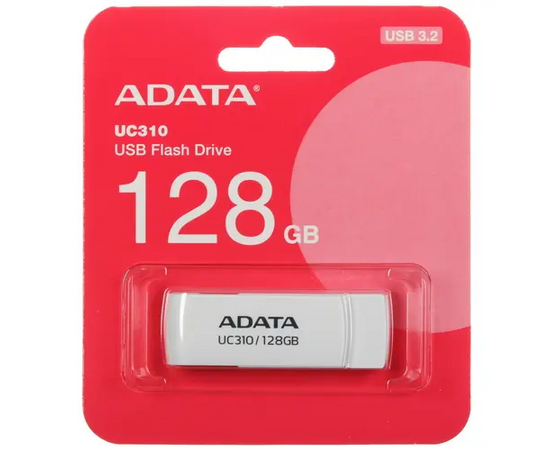  USB-флешка A-DATA UC310 (UC310-128G-RWH) , 128GB, USB 3.2, белый 