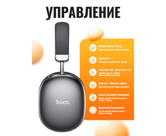  Наушники полноразмерные bluetooth HOCO W35 Max Auspicious ANC noise reduction BT headphones (черный) 
