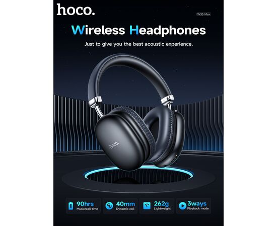  Наушники полноразмерные bluetooth HOCO W35 Max Auspicious ANC noise reduction BT headphones (черный) 