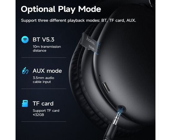  Наушники полноразмерные bluetooth HOCO W35 Max Auspicious ANC noise reduction BT headphones (черный) 