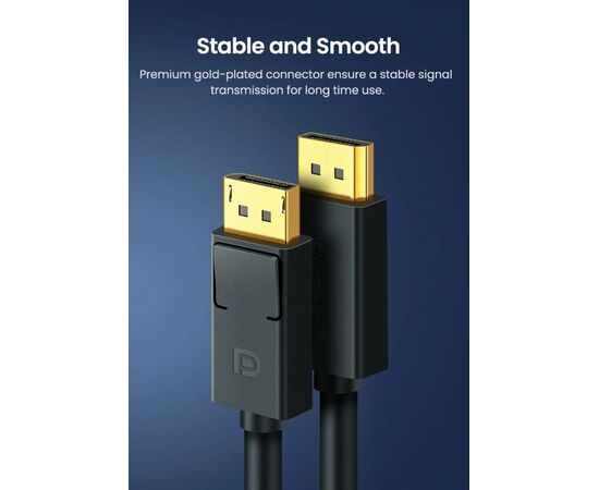  Кабель UGREEN DP102 10212 DP 1.2 Male to Male Cable 3m Black 
