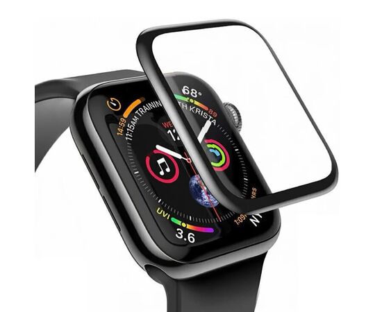  Защитное стекло COTEetCI 4D для Apple Watch SE, Full Glue 3D, 44mm, прозрачный+черная рамка 