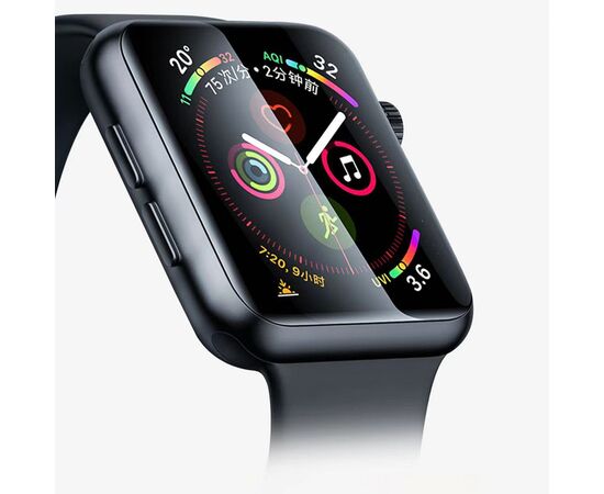  Защитное стекло COTEetCI 4D для Apple Watch SE, Full Glue 3D, 44mm, прозрачный+черная рамка 