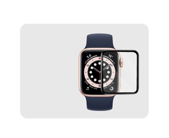  Защитное стекло COTEetCI 4D для Apple Watch SE, Full Glue 3D, 44mm, прозрачный+черная рамка 