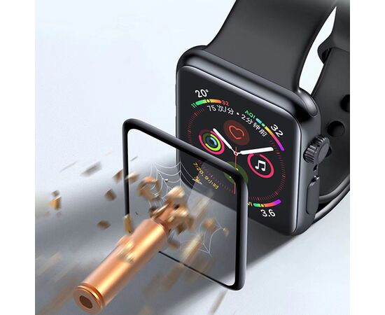  Защитное стекло COTEetCI 4D для Apple Watch SE, Full Glue 3D, 44mm, прозрачный+черная рамка 