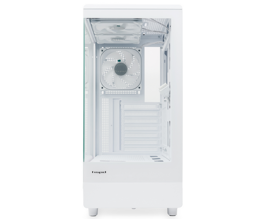  Корпус HSPD F510 (F510-TGWH-ARGB), без БП, Panoramic Mid Tower, White, TG, 0.5 SPCC, 3x120mm ARGB ATX, mITX 180/280/160mm 1x2.5", 7xPCI 2xUSB- 