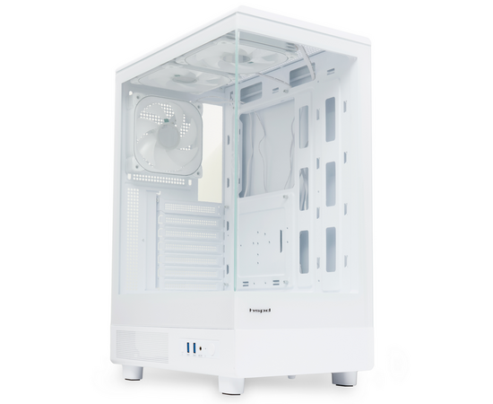  Корпус HSPD F510 (F510-TGWH-ARGB), без БП, Panoramic Mid Tower, White, TG, 0.5 SPCC, 3x120mm ARGB ATX, mITX 180/280/160mm 1x2.5", 7xPCI 2xUSB- 