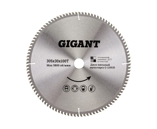  Диск пильный мультирез по алюминию, ламинату, пластику, ДСП Gigant G-110935 305x30x100Т 100 зубьев 